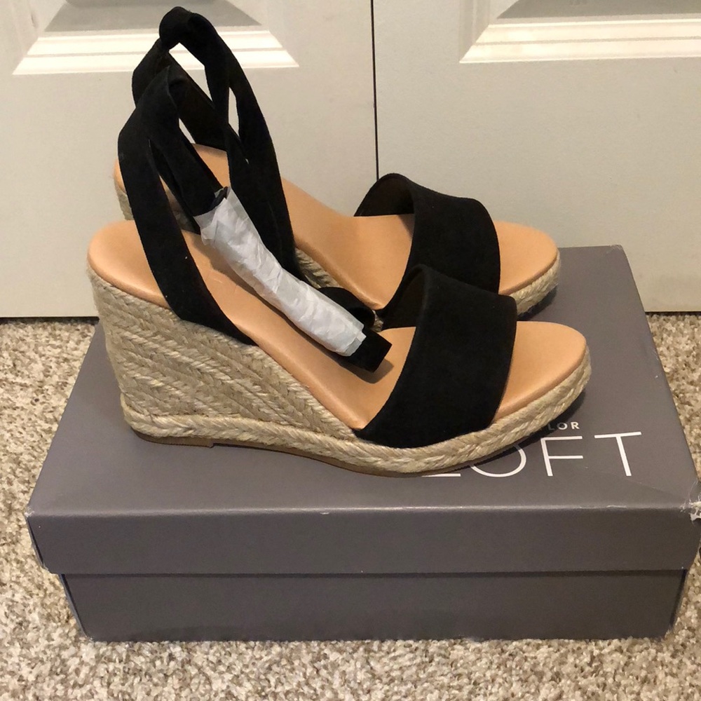 Ann Taylor LOFT Ankle Wrap Espadrilles Wedge Heels